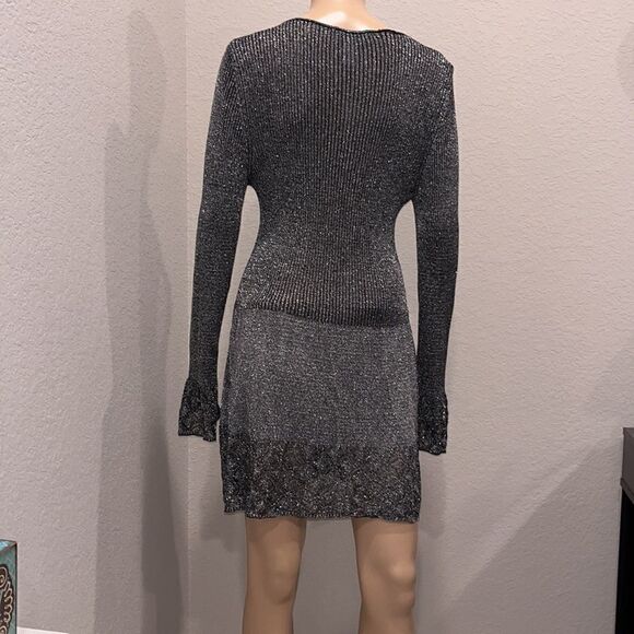 Soft surroundings grey metallic sparkly sweater dress - Picture 3 of 5